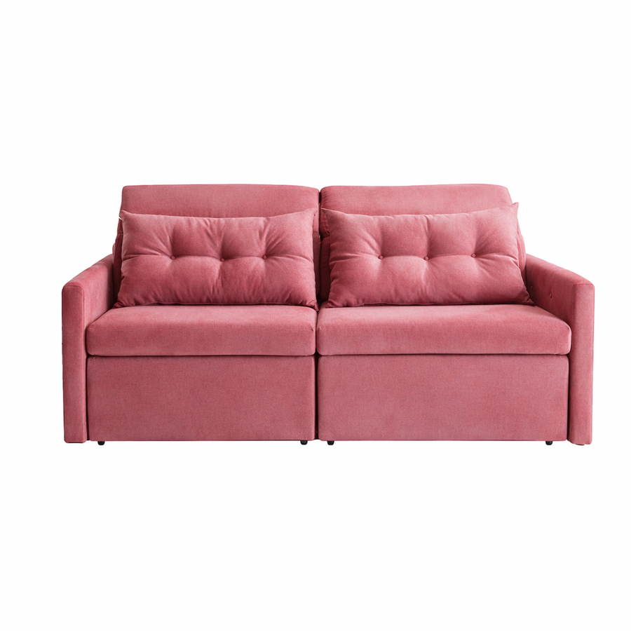 Sofá Retratil Dimas 196 cm Veludo - Rosa